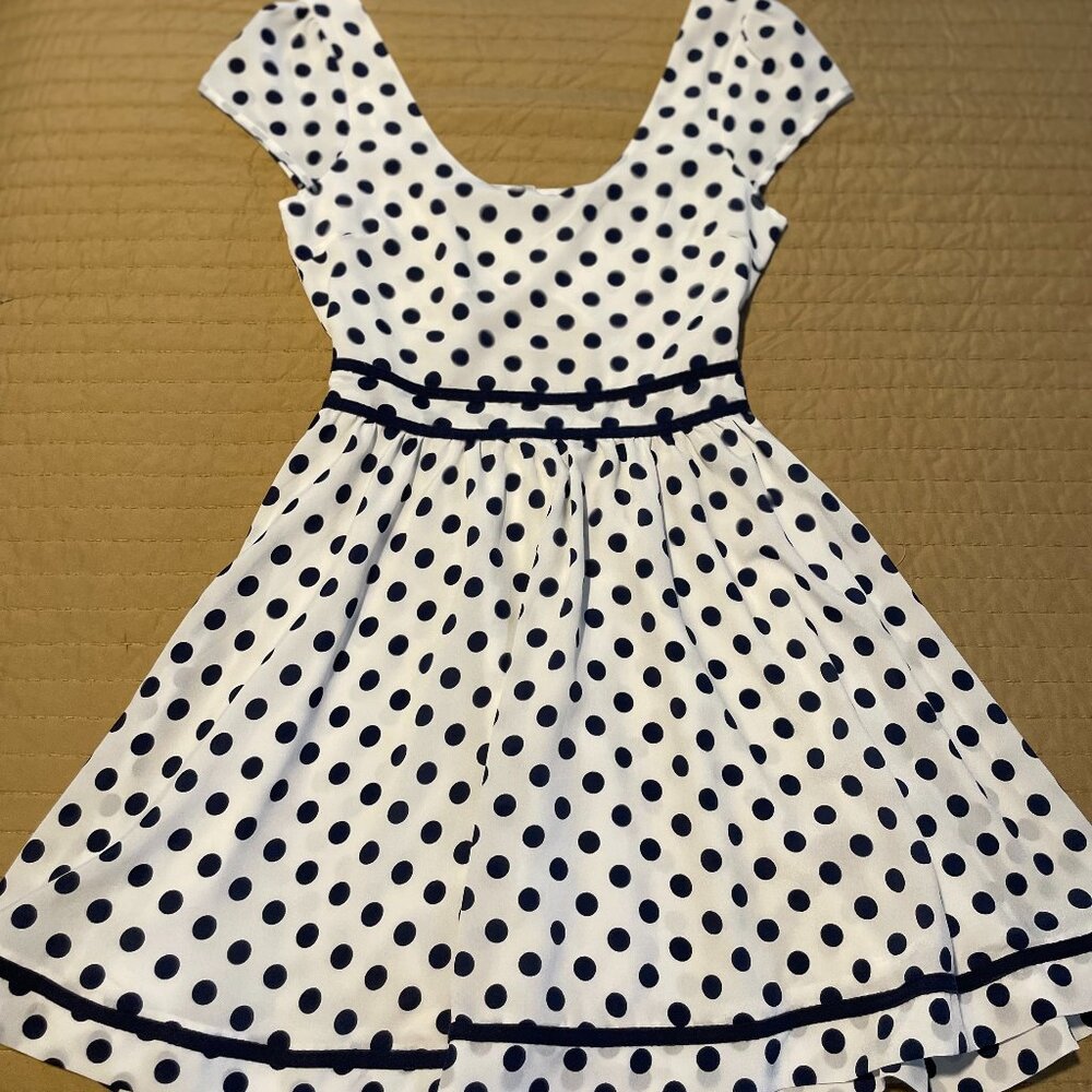 Lucca Couture Navy Polka Dot Dress